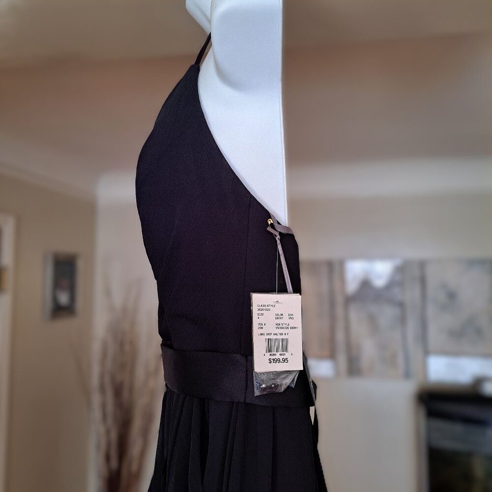 Vera Wang VW360326 Long Black Chiffon Halter Gown Size 4 Formal Evening Wedding - Picture 4 of 6